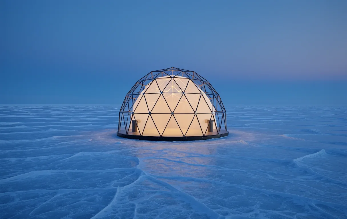 Quiet fishing outpost on the ice shelf